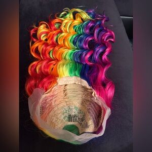 Brand new 13 x 2.5 rainbow synthetic wig with custom wand curl pattern.26 inches
